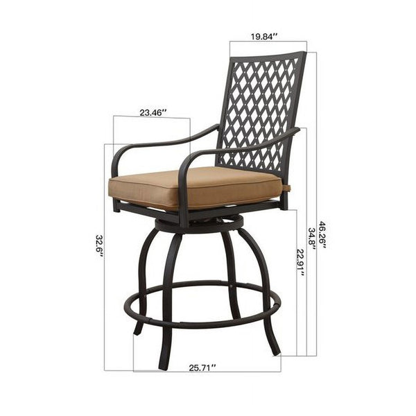 English Elm Outdoor Living Swivels Bar Stools Set - Stylish Cushioned High Chairs For Patio, Deck & Bistro Fun! W1859P203845-GIGA