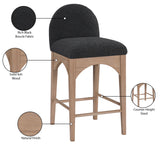 Waldorf Black Boucle Fabric Stool 394Black-C Meridian Furniture