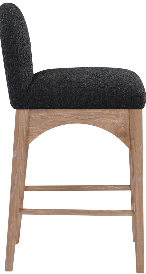 Waldorf Black Boucle Fabric Stool 394Black-C Meridian Furniture
