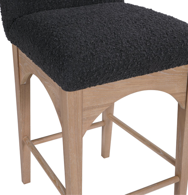 Waldorf Black Boucle Fabric Stool 394Black-C Meridian Furniture