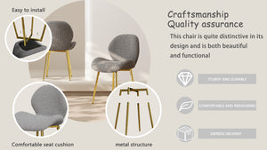 English Elm Modern Minimalist Grey Teddy Velvet Dining Chairs Set Of 2 With Gold Metal Legs For Stylish Comfort W1727P251125