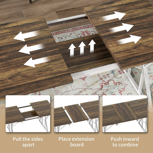 English Elm Mid-century Nordic Rubberwood Dining Table Seats Four with Dark Mahogany Finish T3971P429249