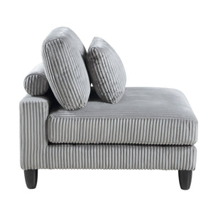 English Elm 5pc Modular Sectional Sofa Set in Corduroy Upholstery with Ottoman & Accent Pillows, Modern Luxe Gray 40 L x 40 W x 13.5 H B011S01560