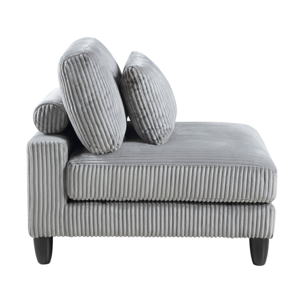 English Elm 5pc Modular Sectional Sofa Set in Corduroy Upholstery with Ottoman & Accent Pillows, Modern Luxe Gray 40 L x 40 W x 13.5 H B011S01560
