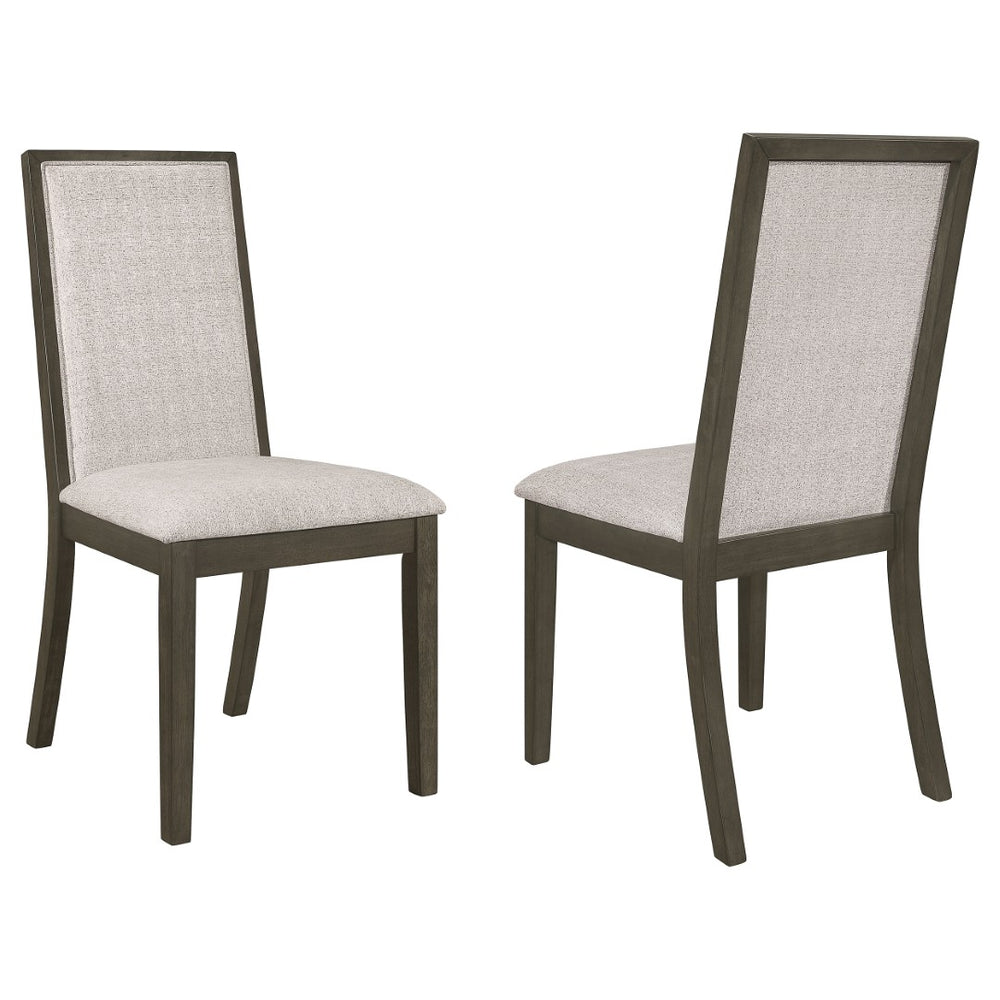 English Elm Carmel Upholstered Dining Side Chairs Set of 2 Beige Fabric with Dark Grey Frame B062P447722