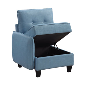 English Elm Living Modular Armless Chair with Hidden Storage, Tufted Fabric Comfort, Solid Wood Frame, Easy Assembly Blue 26.5 L x 35 W x 15 H B011P309912