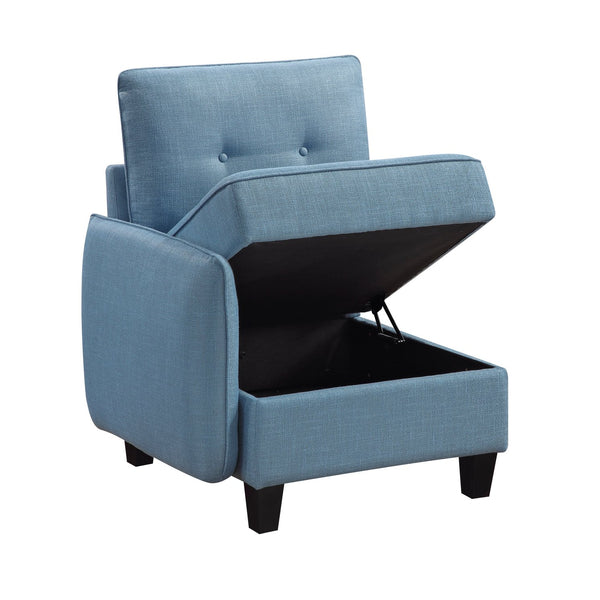 English Elm Living Modular Armless Chair with Hidden Storage, Tufted Fabric Comfort, Solid Wood Frame, Easy Assembly Blue 26.5 L x 35 W x 15 H B011P309912