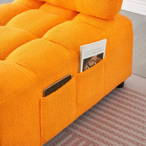 English Elm 40.20 Inch Convertible Teddy Fabric Sofa Bed Compact Sleeper for Apartment Living Room W1658P216827