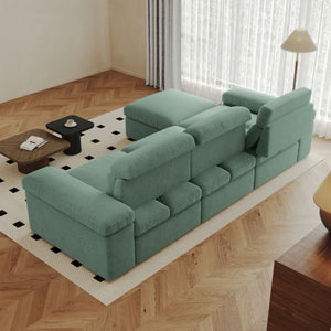 English Elm This modular cloud sofa offers adjustable reclining back, down-filled cushions, hidden storage and plush comfort for modern spaces Dark Green W3820S00006