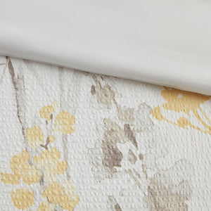 English Elm 5 Piece Seersucker Comforter Set with Throw Pillows Floral Cottage Farmhouse Microfiber Hypoallergenic Yellow 18.9 L x 23.62 W x 9.06 H B035P148357