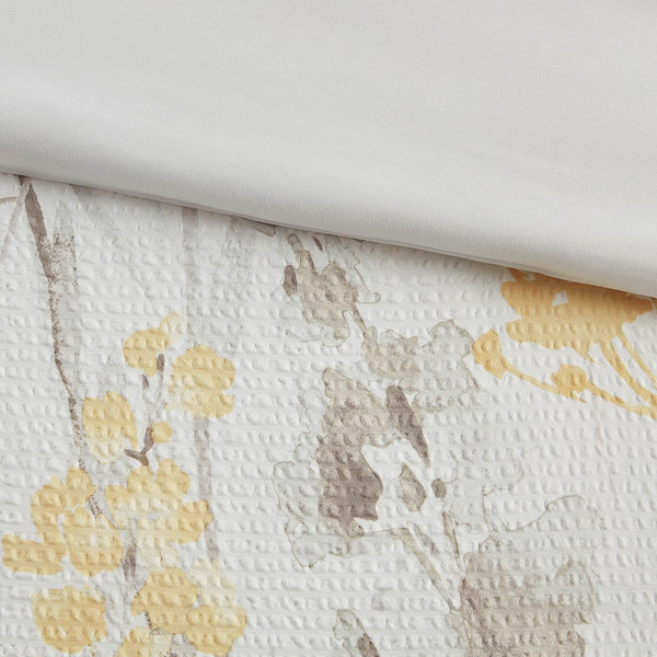 English Elm 5 Piece Seersucker Comforter Set with Throw Pillows Floral Cottage Farmhouse Microfiber Hypoallergenic Yellow 18.9 L x 23.62 W x 9.06 H B035P148357