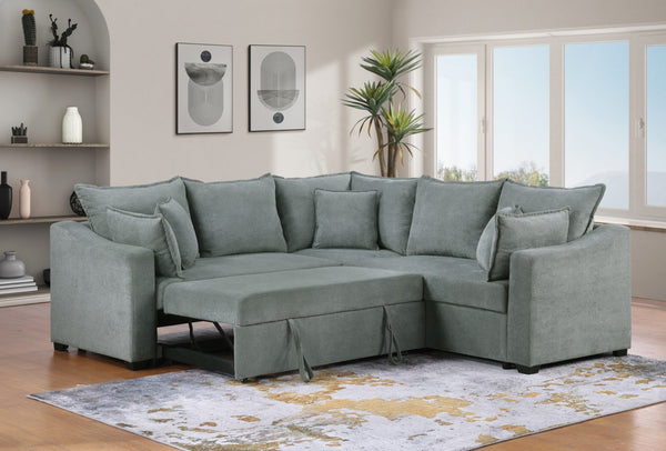 English Elm Alessandro Woven Fabric Sleeper Sectional with Pocket Coil Support and Throw Pillows B2749S00240