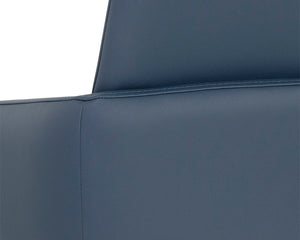 Sunpan Carlo Dining Armchair - Stylish Faux Leather Seat with Curved Armrests and Durable Iron Legs Black / Dillon Thunder