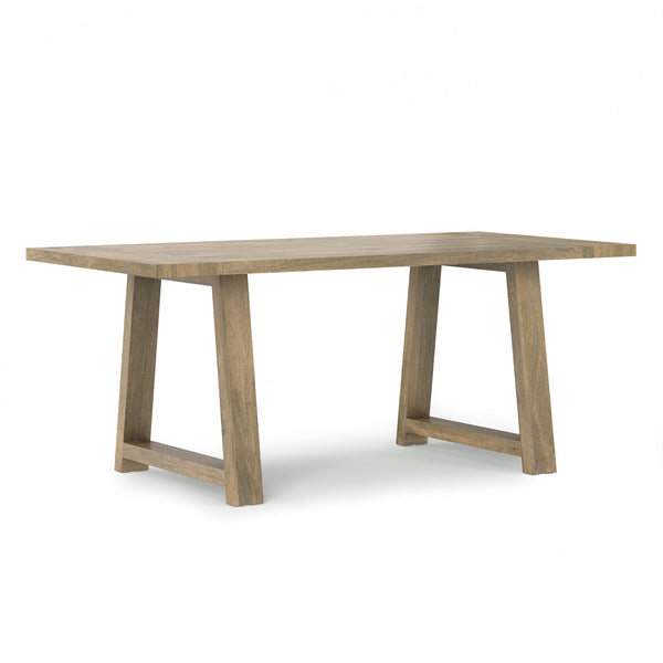 English Elm Whitley Solid Mango 72" Farmhouse Dining Table in Grey Wash — Trestle Base, Eco-Friendly, Seats 6 B136P266902