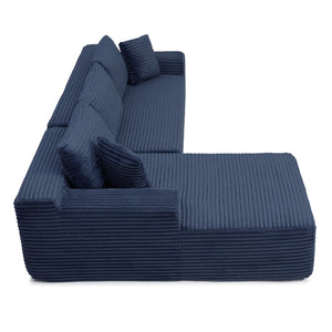 English Elm 105'' Modular Cloud Sectional with Deep Corduroy Cushions for Living Room Lounging W1117S00334