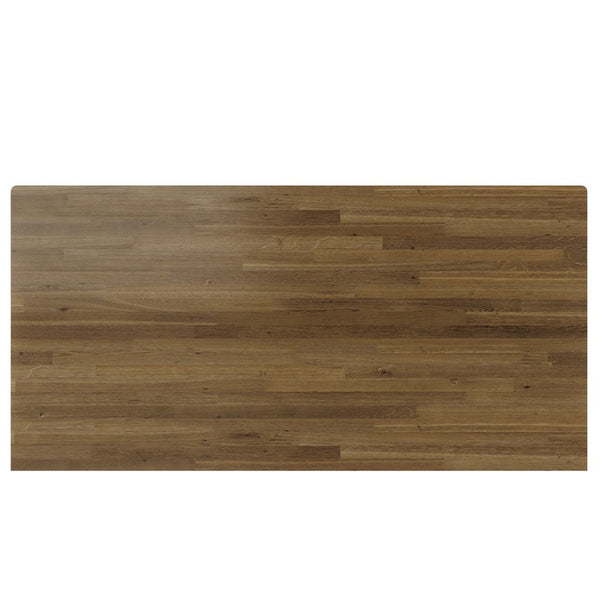 English Elm Topmax Six Piece Rubberwood Dining Set with Bench Linen Seats Sculptural Modern Style Brown N717S000029D