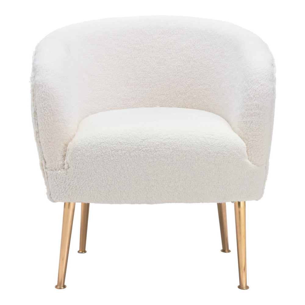 Homeroots 29" Beige And Gold Sherpa Arm Chair   395005