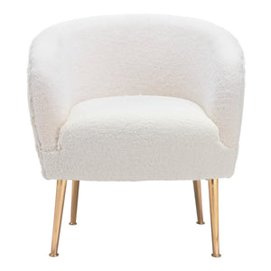 Homeroots 29" Beige And Gold Sherpa Arm Chair   395005