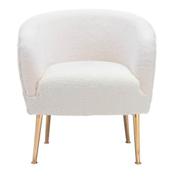 Homeroots 29" Beige And Gold Sherpa Arm Chair   395005