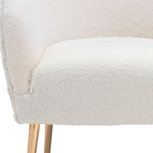 Homeroots 29" Beige And Gold Sherpa Arm Chair   395005