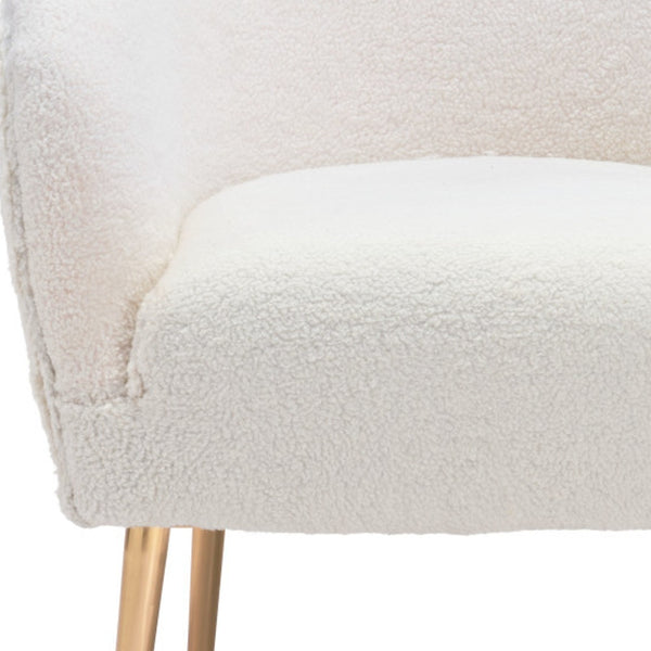 Homeroots 29" Beige And Gold Sherpa Arm Chair   395005