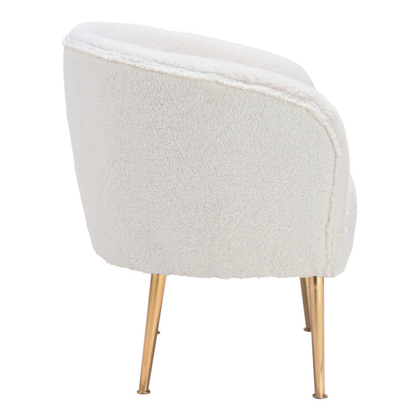 Homeroots 29" Beige And Gold Sherpa Arm Chair   395005