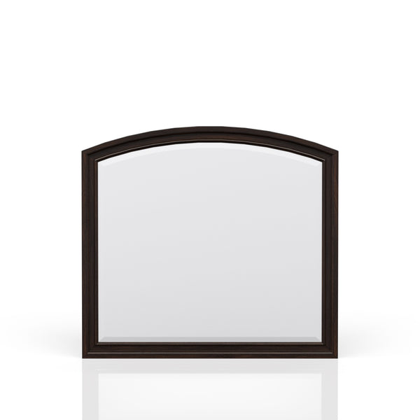 English Elm Dark Cherry Wood Dresser Mirror 44" Wide - Elegant Dark Cherry Finish, Glass, Dresser-Mounted Accent B2699P208284