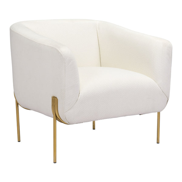 Homeroots 31" Ivory And Gold Fabric Arm Chair   395038