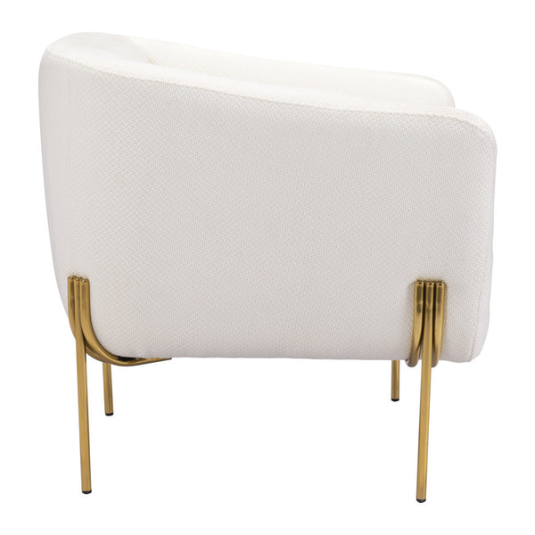 Homeroots 31" Ivory And Gold Fabric Arm Chair   395038