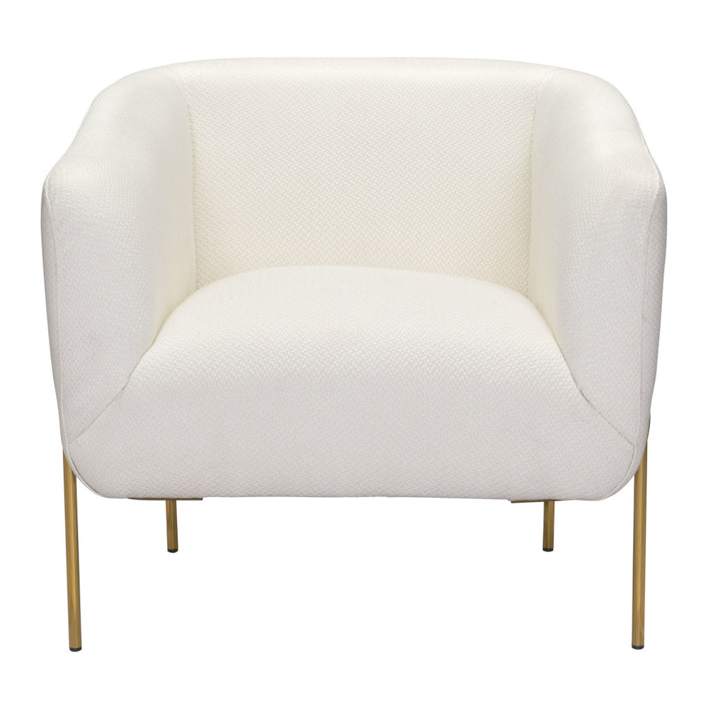 Homeroots 31" Ivory And Gold Fabric Arm Chair   395038