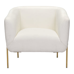 Homeroots 31" Ivory And Gold Fabric Arm Chair   395038