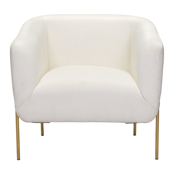 Homeroots 31" Ivory And Gold Fabric Arm Chair   395038