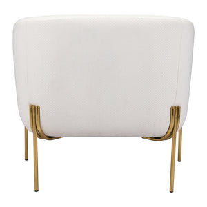 Homeroots 31" Ivory And Gold Fabric Arm Chair   395038