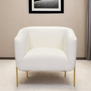 Homeroots 31" Ivory And Gold Fabric Arm Chair   395038