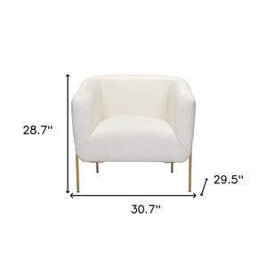 Homeroots 31" Ivory And Gold Fabric Arm Chair   395038