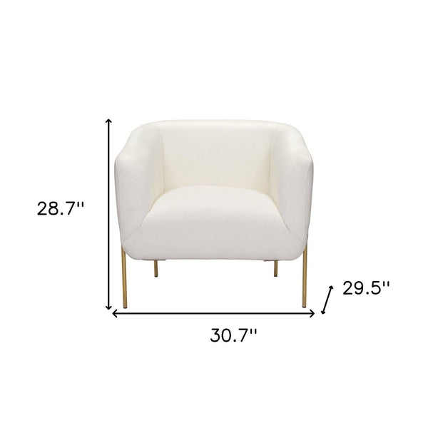 Homeroots 31" Ivory And Gold Fabric Arm Chair   395038