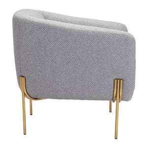 Homeroots 31" Gray And Gold Fabric Arm Chair   395039