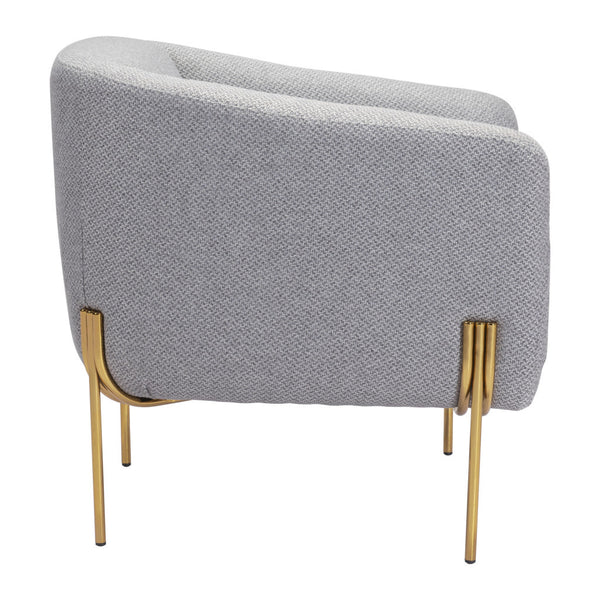 Homeroots 31" Gray And Gold Fabric Arm Chair   395039