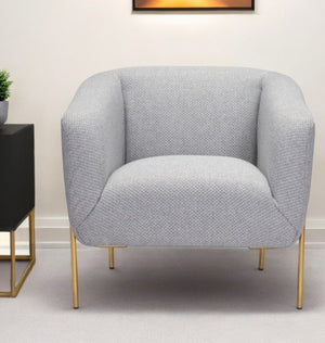 Homeroots 31" Gray And Gold Fabric Arm Chair   395039