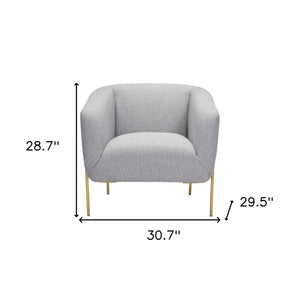 Homeroots 31" Gray And Gold Fabric Arm Chair   395039
