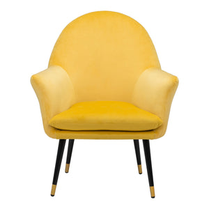 Homeroots 30" Yellow And Black And Gold Velvet Arm Chair   395047