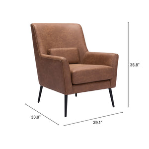 Homeroots 29" Brown And Black Faux Leather Arm Chair And Toss Pillow   395049