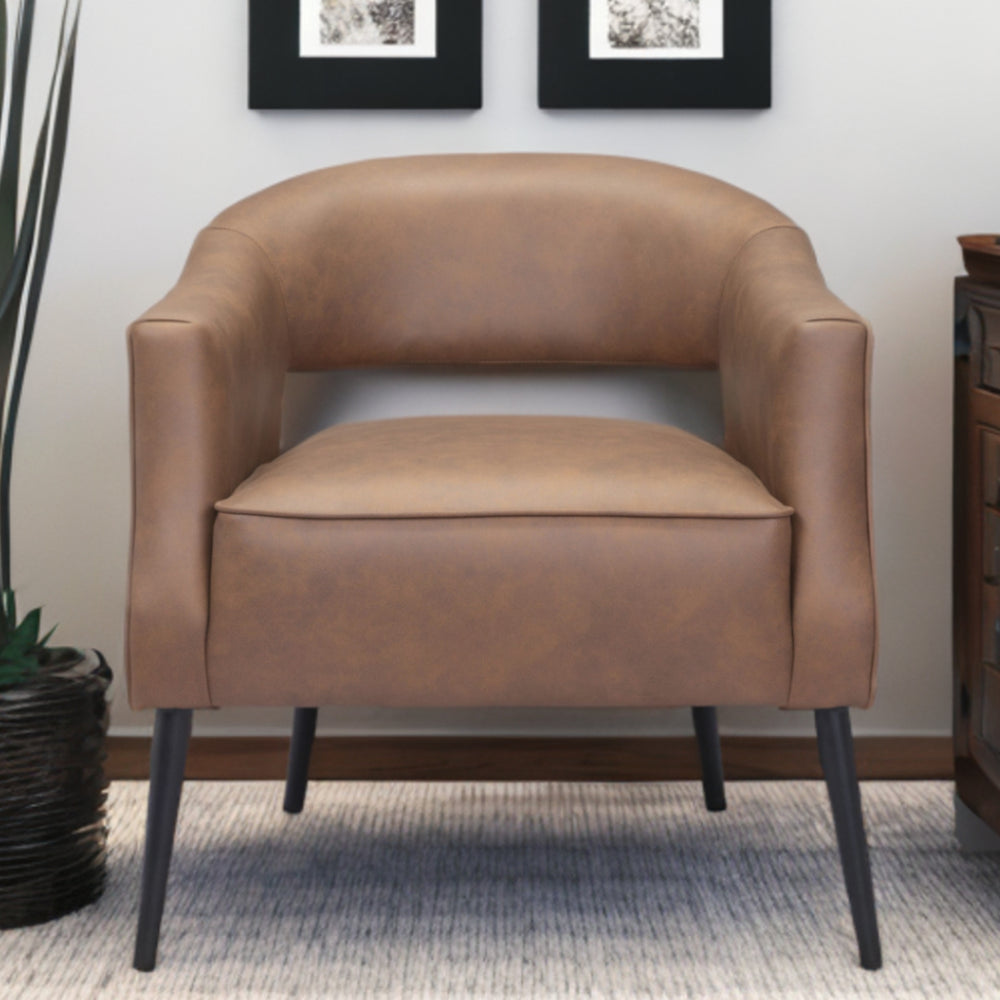 Homeroots 27" Brown And Black Faux Leather Arm Chair   395051