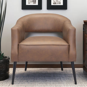 Homeroots 27" Brown And Black Faux Leather Arm Chair   395051