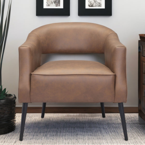 Homeroots 27" Brown And Black Faux Leather Arm Chair   395051