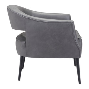 Homeroots 27" Grey Faux Leather And Gold Arm Chair   395052