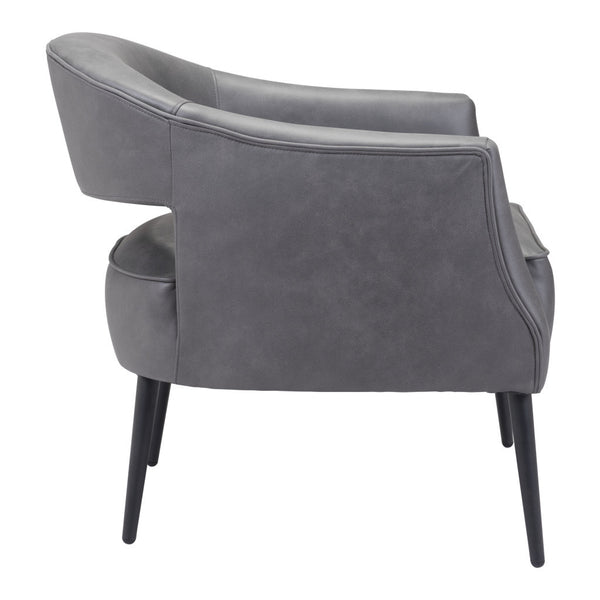 Homeroots 27" Grey Faux Leather And Gold Arm Chair   395052