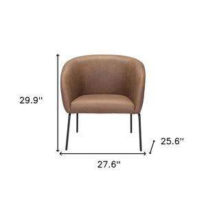 Homeroots 28" Brown And Black Faux Leather Barrel Chair   395055