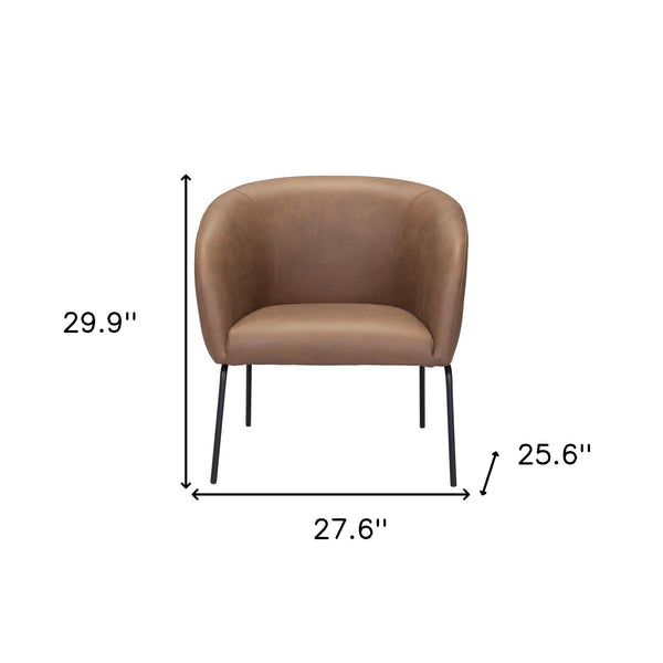 Homeroots 28" Brown And Black Faux Leather Barrel Chair   395055