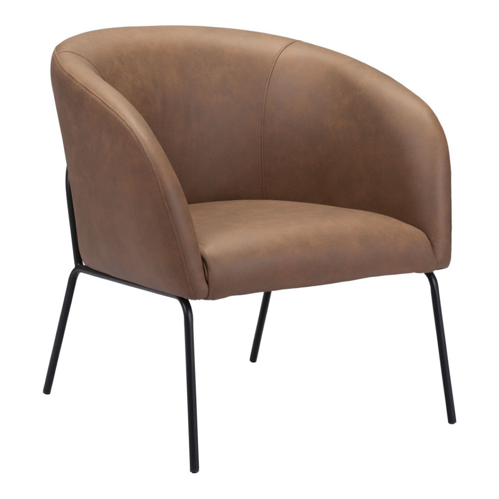 HomeRoots 28" Stylish Brown and Black Faux Leather Club Chair with Plush Cushioning for Any Living Space 395055